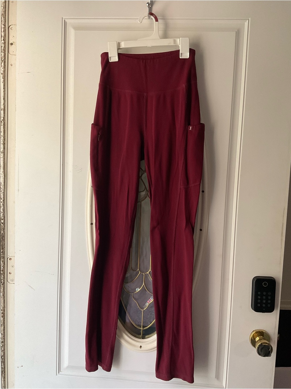 Jaanuu Wine-Red stretch scrub pants with Side Pockets